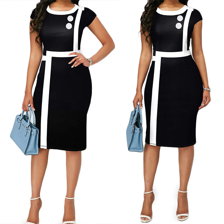 PB Di Moda Sexy Black High Waist Temperament Commuter Dress