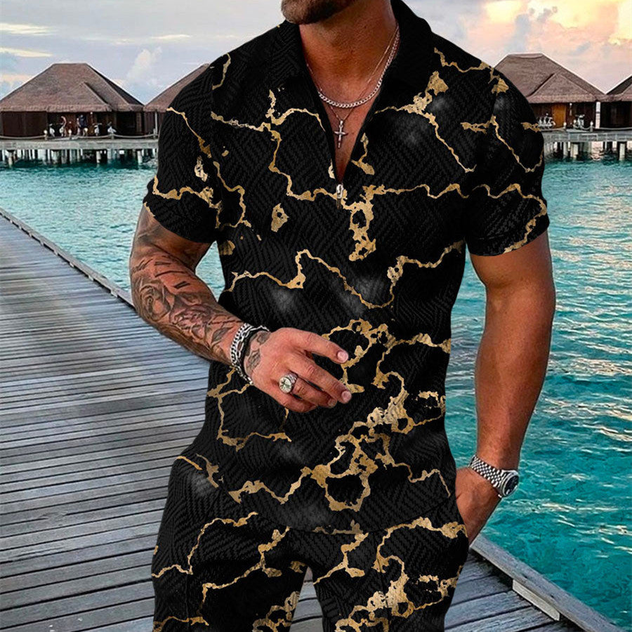 PB Di Moda Fashion Polo Suit Summer Printed Geometric