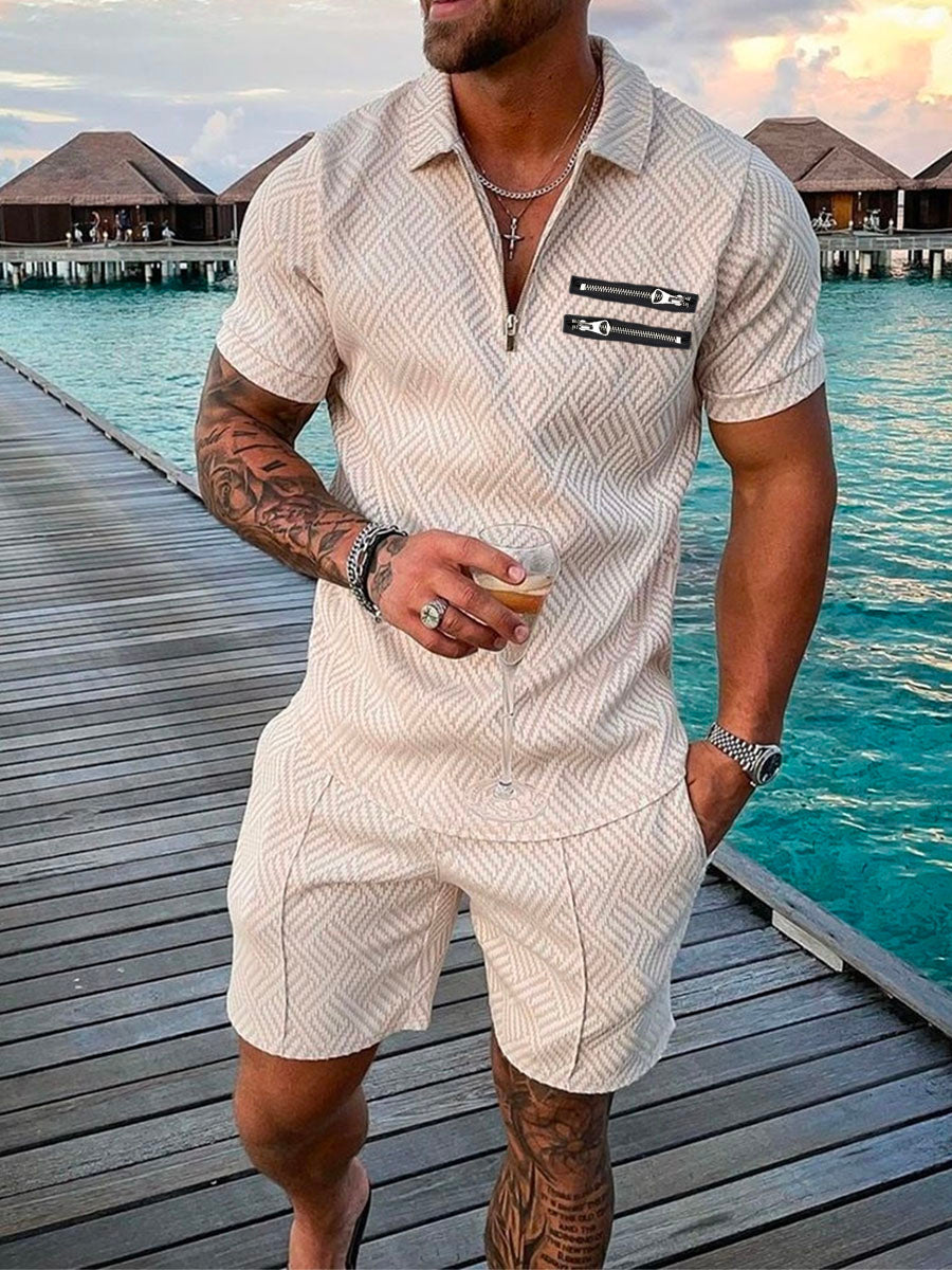 PB Di Moda Fashion Polo Suit Summer Printed Geometric