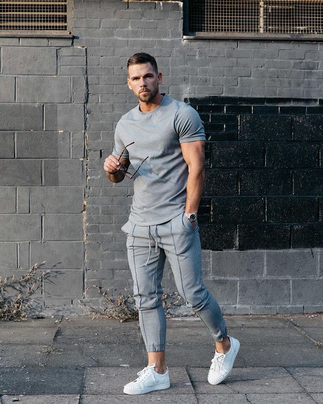 PB Di Moda Fashion European Men's Short-sleeved T-shirt Sports Suit