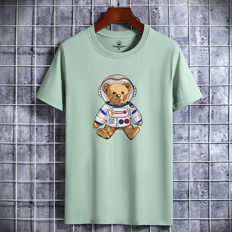Printed Cotton Bottoming Shirt Round Neck Half Sleeve