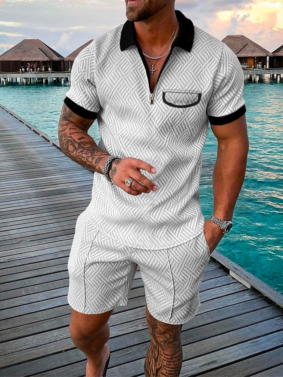 PB Di Moda Fashion Polo Suit Summer Printed Geometric
