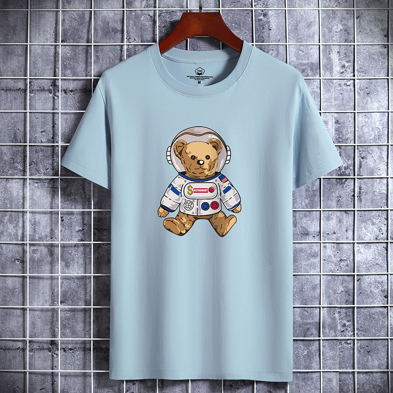 Printed Cotton Bottoming Shirt Round Neck Half Sleeve