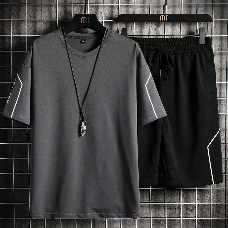 Men's Sports Print Crew Neck Casual Suit