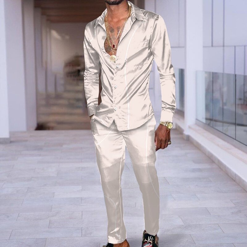 PB Di Moda Fashion Printing Casual Long Sleeve Shirt Suit