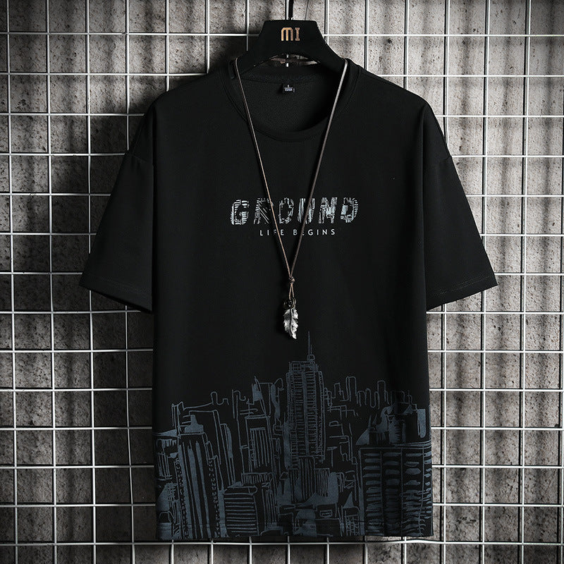 Men's Short Sleeve T-shirt New Round Neck Bottoming