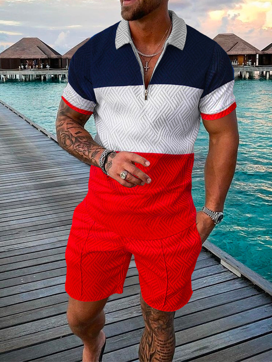 PB Di Moda Fashion Polo Suit Summer Printed Geometric
