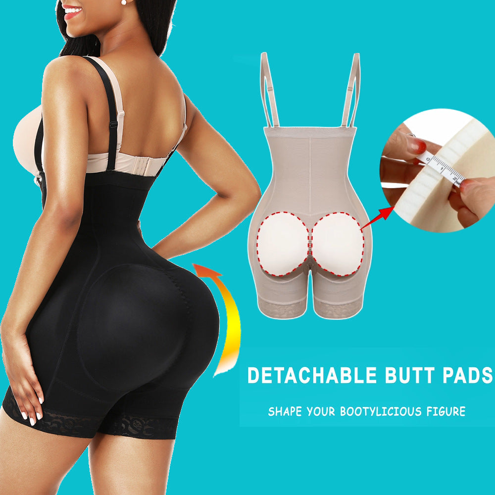 Breasted Jumpsuit Corset Hip Pad