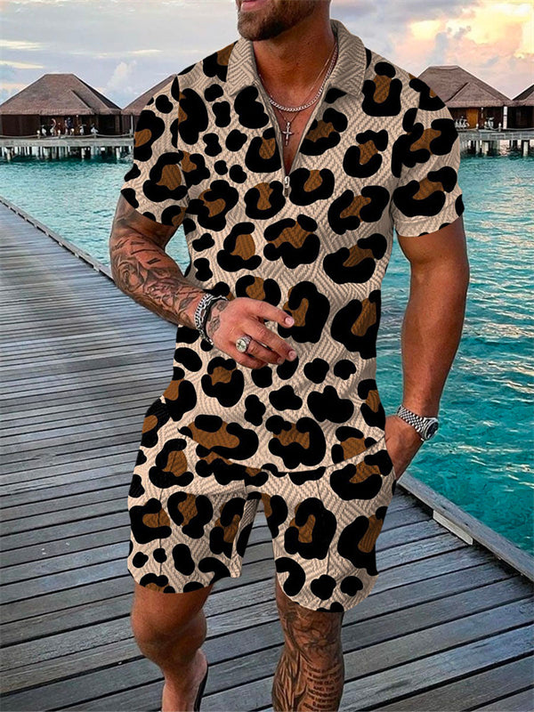 PB Di Moda Fashion Polo Suit Summer Geometric Print
