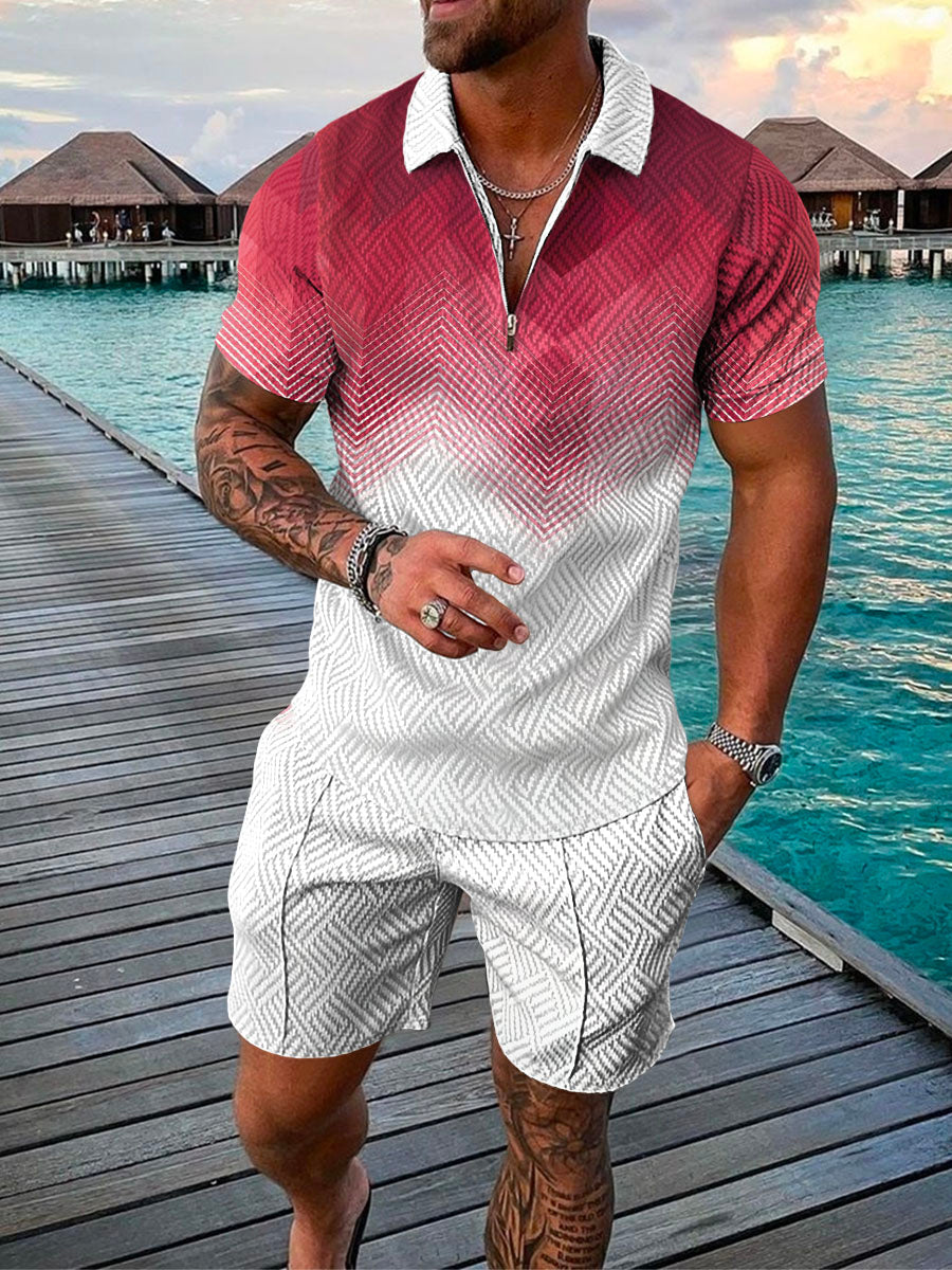 PB Di Moda Fashion Polo Suit Summer Printed Geometric