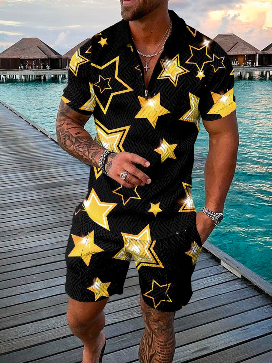 PB Di Moda Fashion Polo Suit Summer Printed Geometric