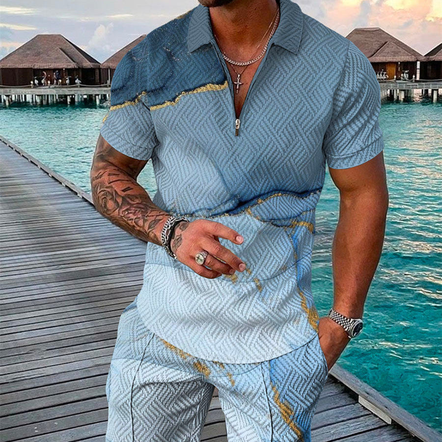 PB Di Moda Fashion Polo Suit Summer Printed Geometric