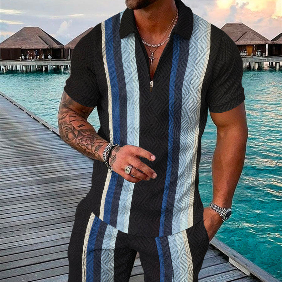 PB Di Moda Fashion Polo Suit Summer Printed Geometric