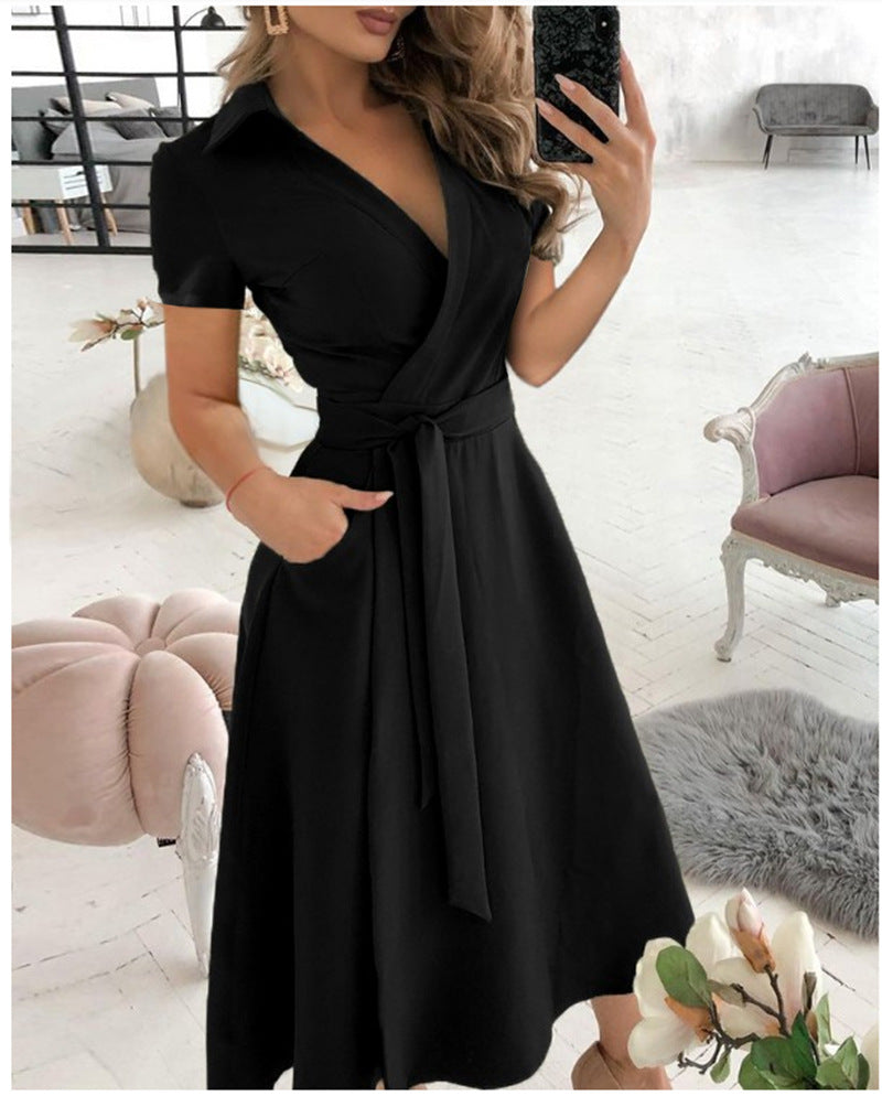 PB Di Moda Fashion V Neck Printed Hip Dress Women's