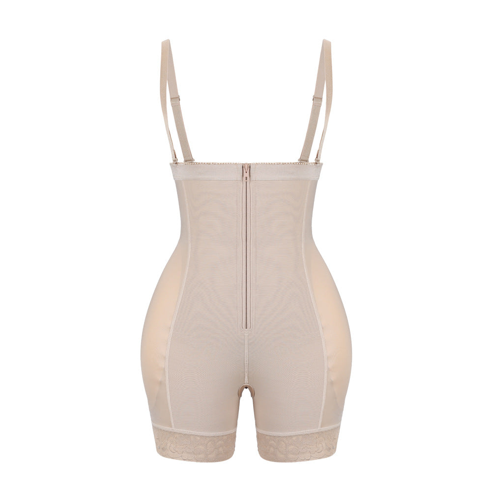 Breasted Jumpsuit Corset Hip Pad