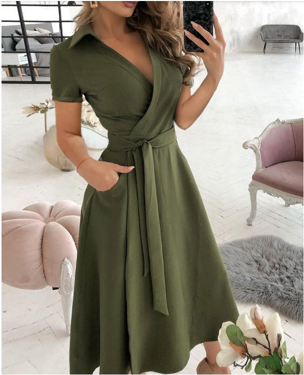 PB Di Moda Fashion V Neck Printed Hip Dress Women's