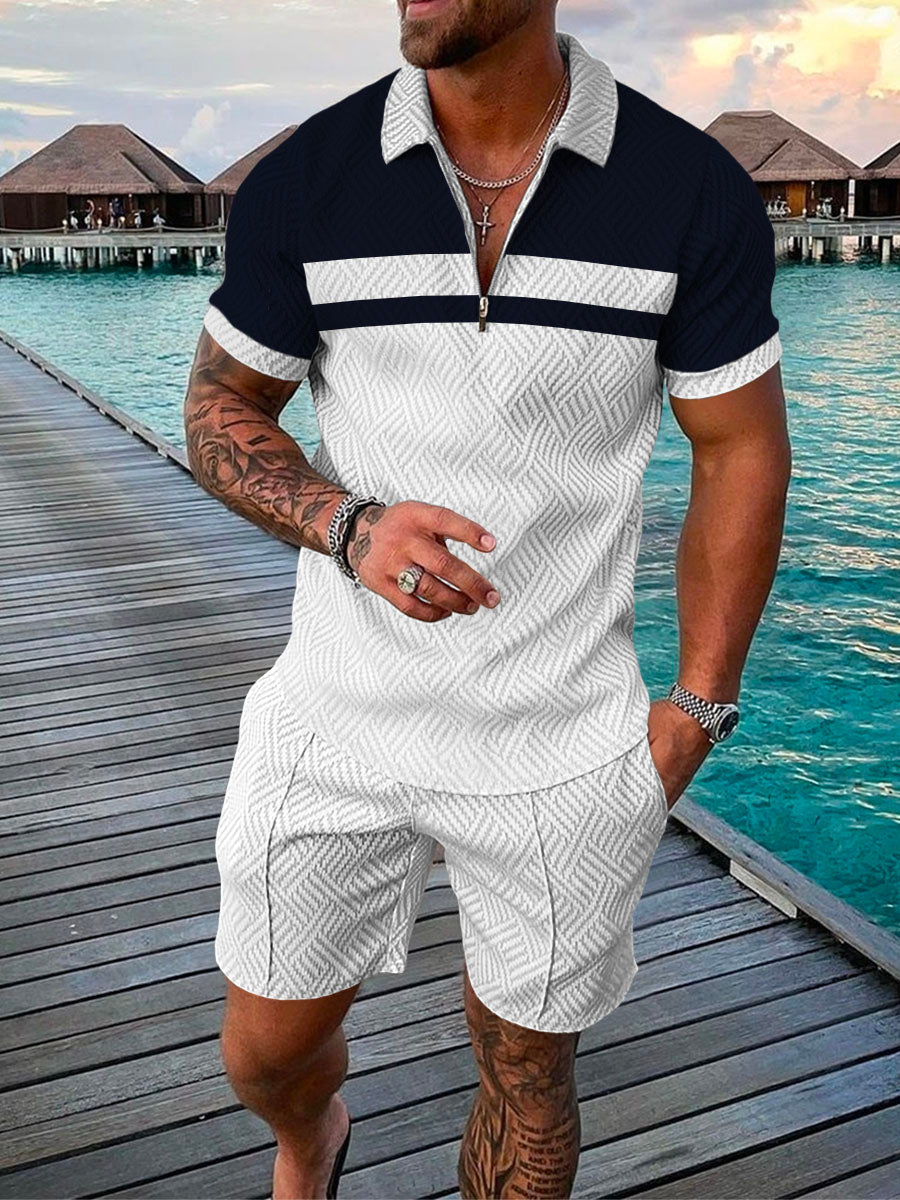 PB Di Moda Fashion Polo Suit Summer Printed Geometric