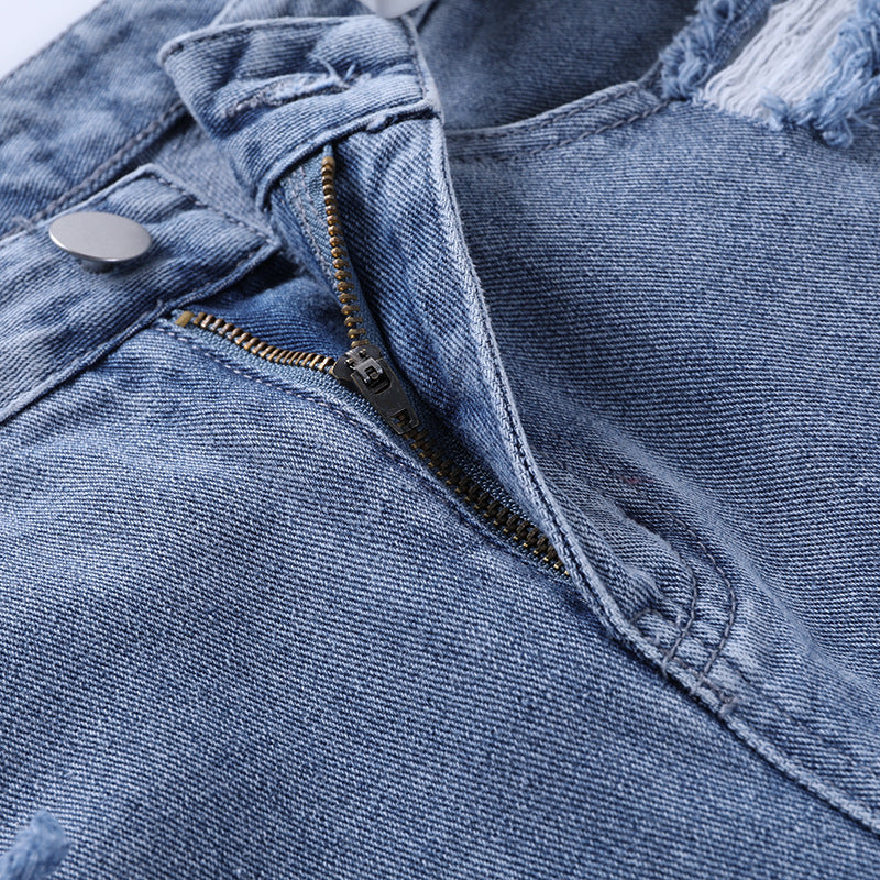 PB Di Moda Fashion Slim Temperament Sexy Tattered Denim Pants