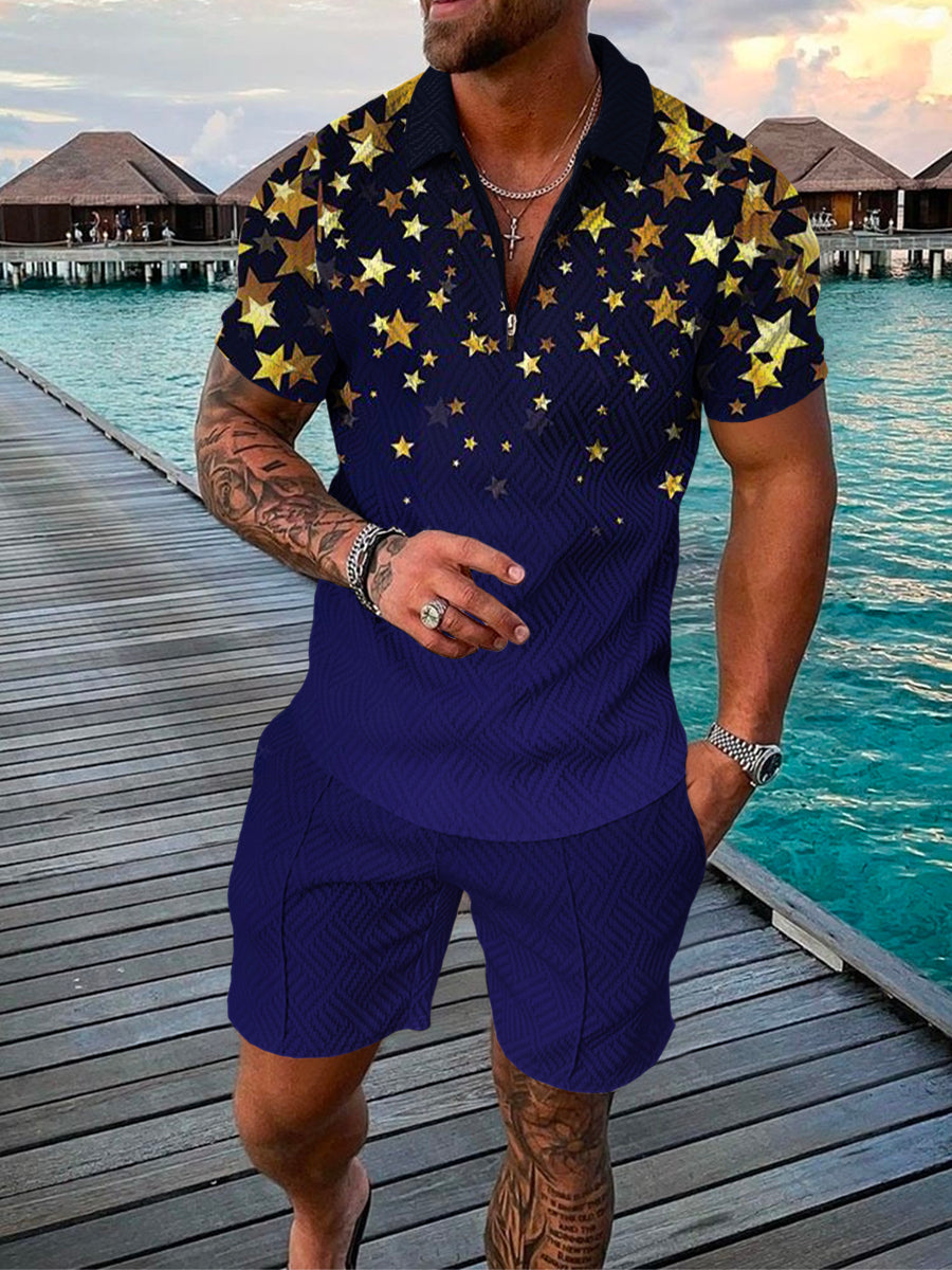 PB Di Moda Fashion Polo Suit Summer Printed Geometric