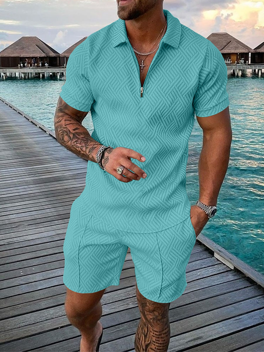 PB Di Moda Fashion Polo Suit Summer Printed Geometric