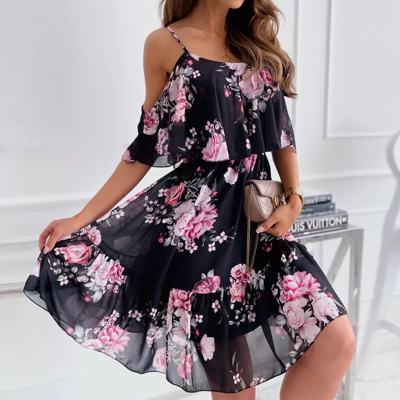 PB Di Moda Flower Printed Summer Strap Dress