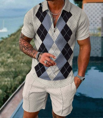 PB Di Moda Fashion Polo Suit Casual Print