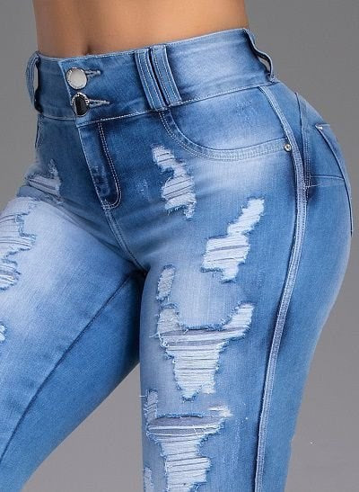 Fashion Ripped Skinny Feet High Waist Jeans