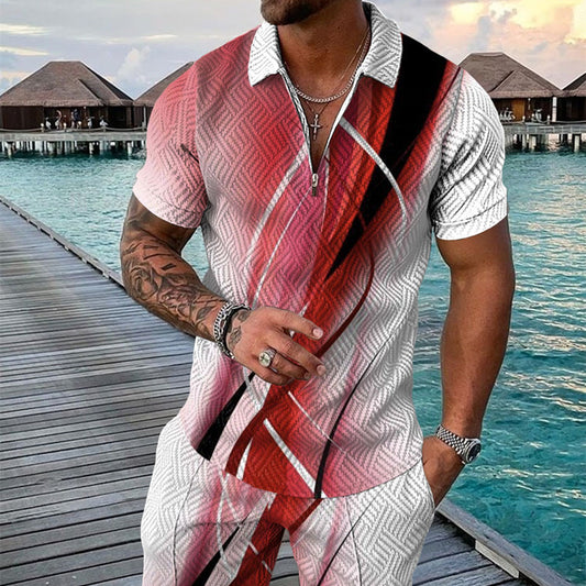 PB Di Moda Fashion Polo Suit Summer Printed Geometric