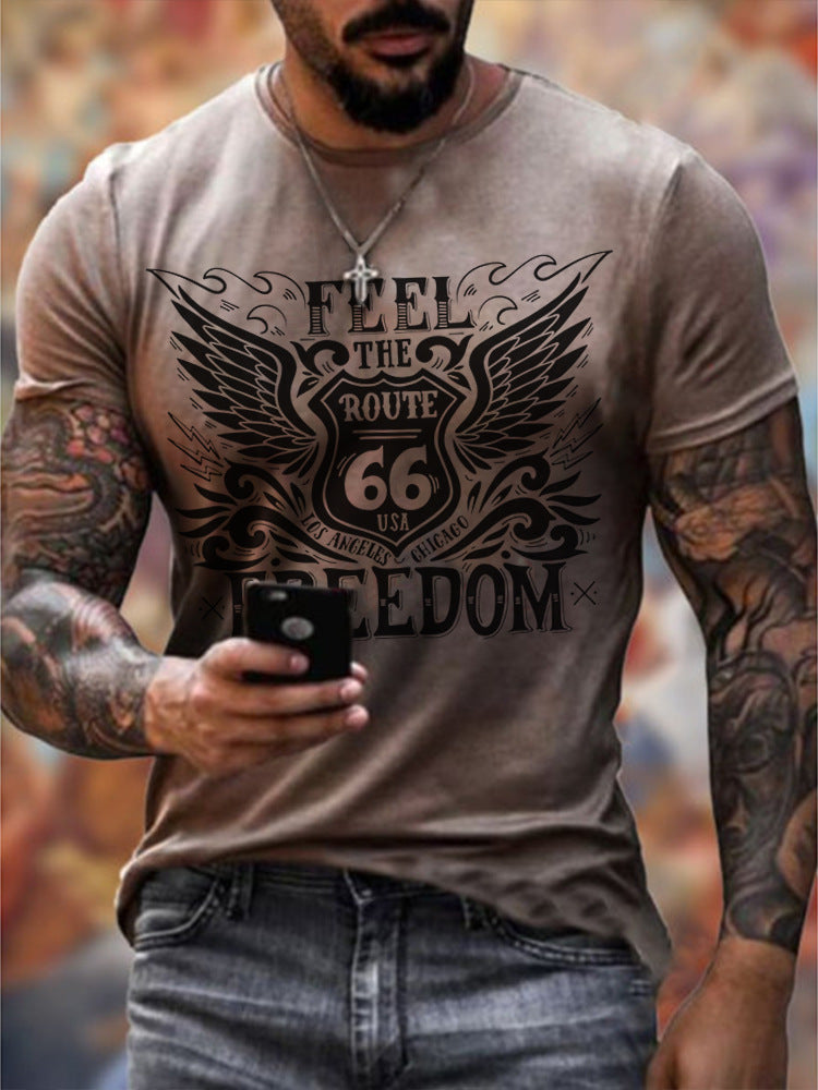 PB Di Moda Vintage Leisure Slim-fit Digital Short-sleeved T-shirt Men's Top