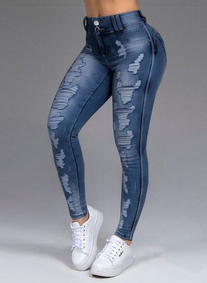 Fashion Ripped Skinny Feet High Waist Jeans