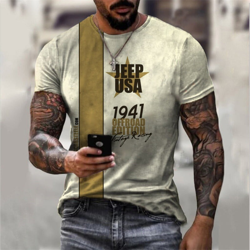 PB Di Moda Vintage Print Men's T-shirt Top