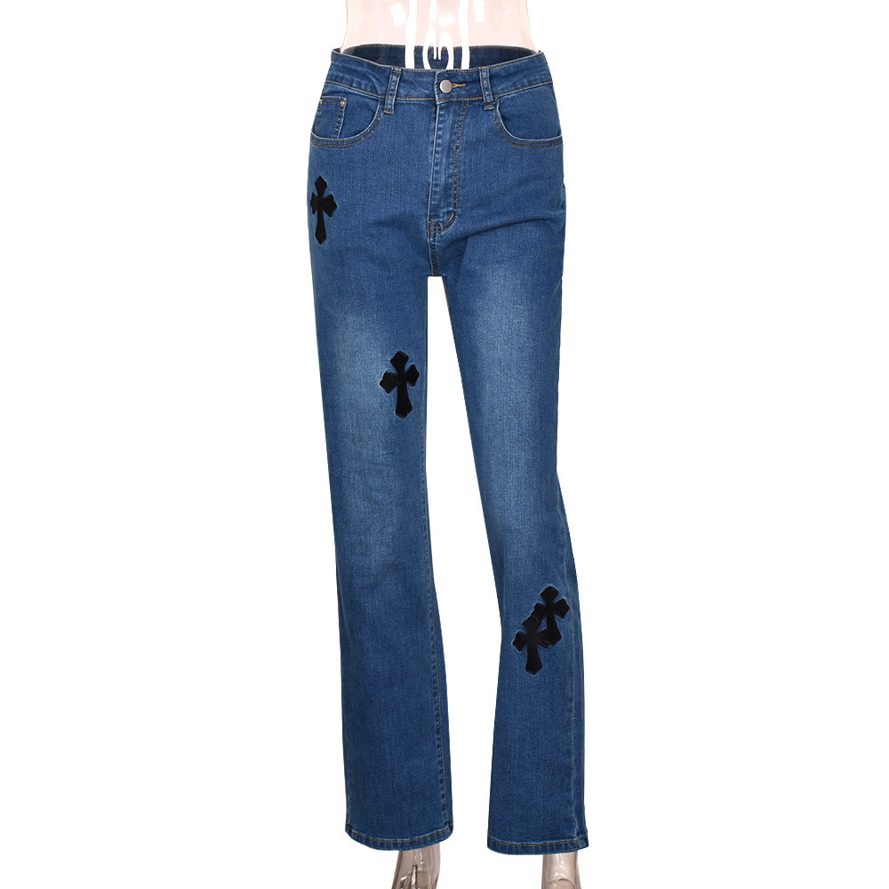 PB Di Moda Fashion Low Waist Denim Embroidered Stretch Power Tight Jeans