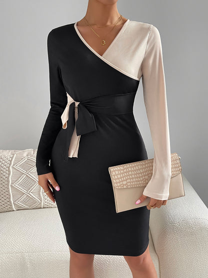 PB Di Moda V-neck Long-sleeve Dress Sheath