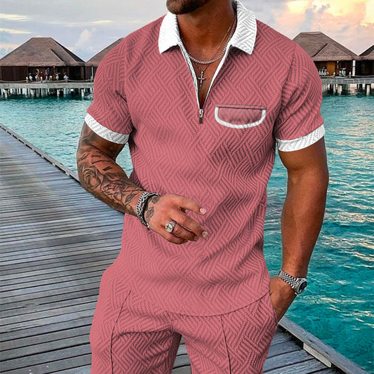 PB Di Moda Fashion Polo Suit Summer Printed Geometric