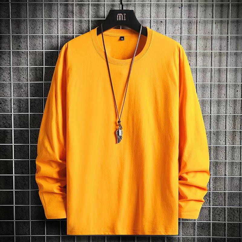 Men's Spring Solid Color Crew Neck Bottoming Shirt