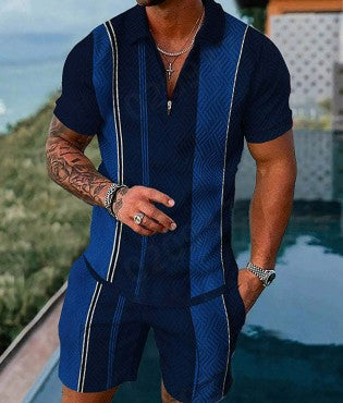 PB Di Moda Fashion Polo Suit Casual Print