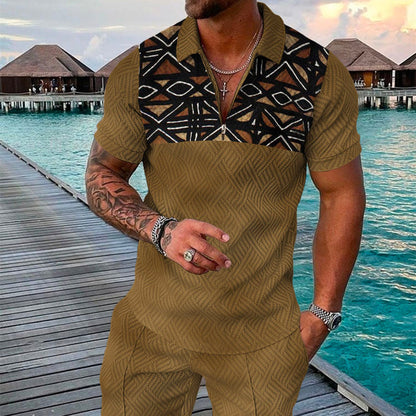 PB Di Moda Fashion Polo Suit Summer Printed Geometric