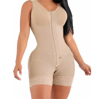Belly Shaping Jumpsuit Crotch Zipper Three Breasted Corset