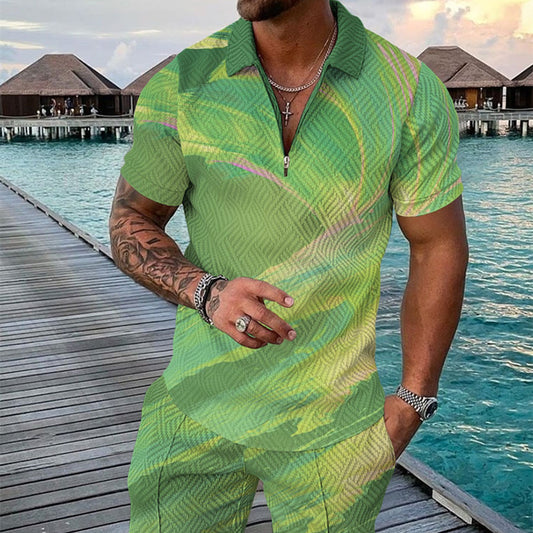 PB Di Moda Fashion Polo Suit Summer Printed Geometric